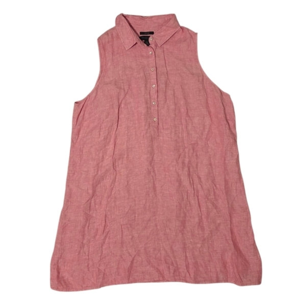 Tahari Women's Light Pink Sleeveless 100% Linen Polo Shirt Dress Buttons Size 2X - Picture 2 of 9